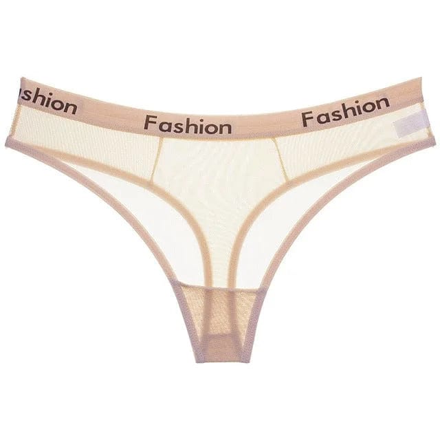 Beige Mesh-Strings für Damen