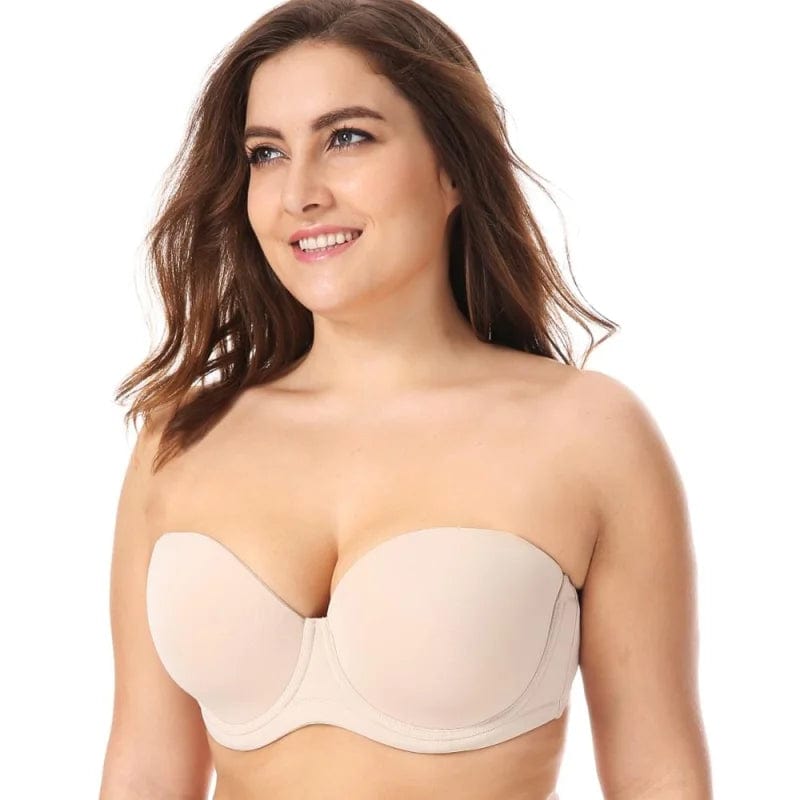 Beige Plus-Size-BH mit abnehmbaren Trägern