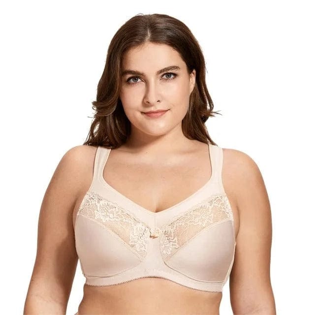 Beige Plus-Size-BH mit Spitze