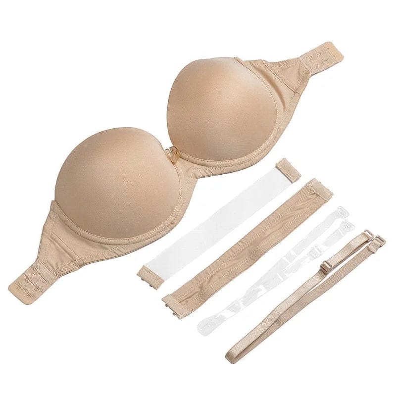 Beige Push-up-BH mit austauschbaren Trägern und Verschlüssen