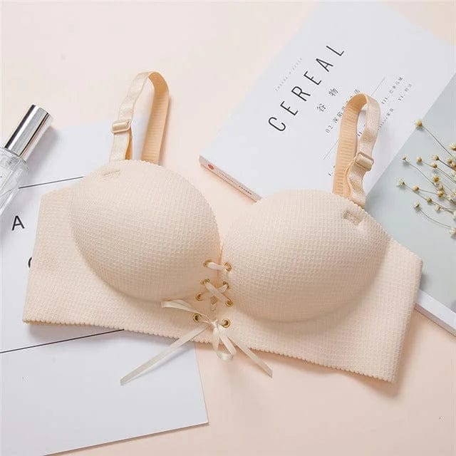 Beige Push-up-BH mit Rippenbündchen