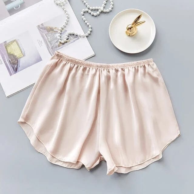 Beige Schlafshorts aus Satin