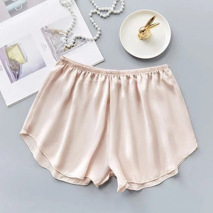 Beige Schlafshorts aus Satin