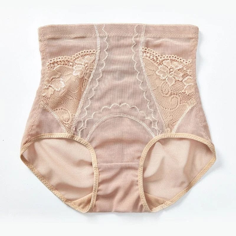 Beige Schlankheits-Slip aus Spitze