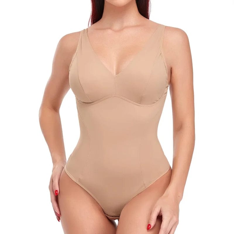 Beige Schlankmachender Body mit breiten Trägern