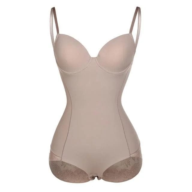 Beige Schlankmachender Body mit Spitze