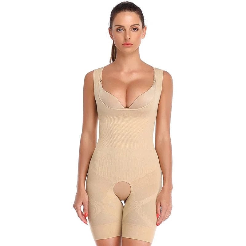 Beige Schlankmachender Overall für Damen