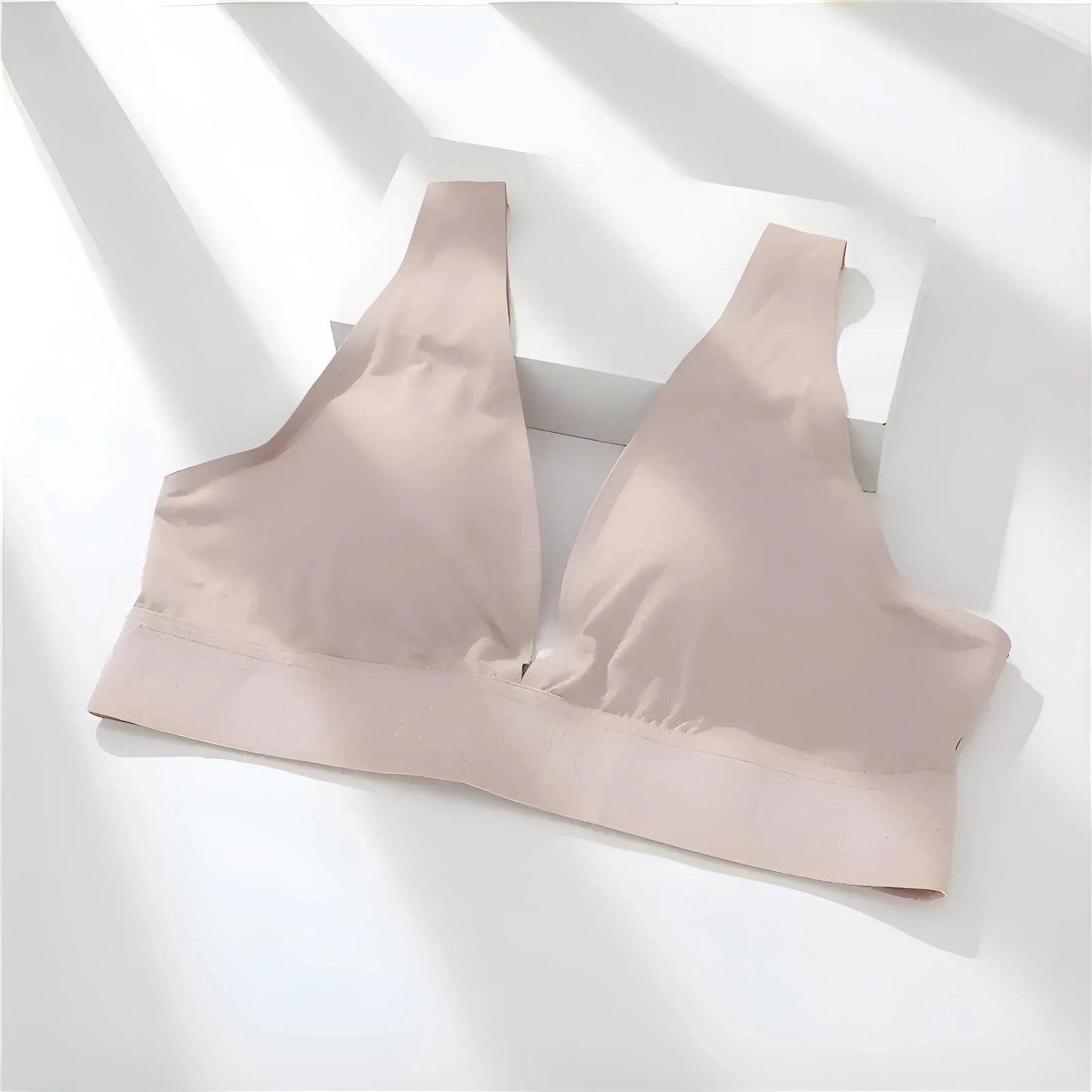 Beige Smooth V-Neck Bra