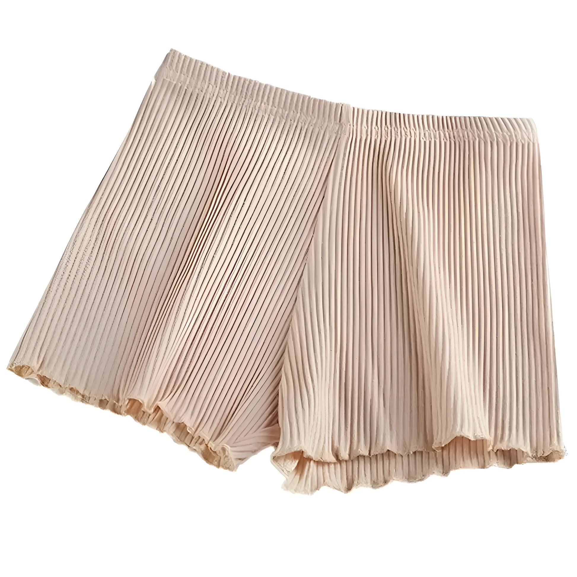 Beige Striped Women's Boxer Shorts with Longer Legs