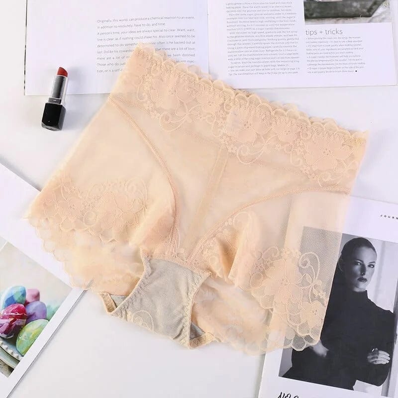 Beige Transparente Boxershorts für Damen