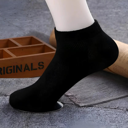 Black 5 Pairs of Men's Breathable Ankle Socks