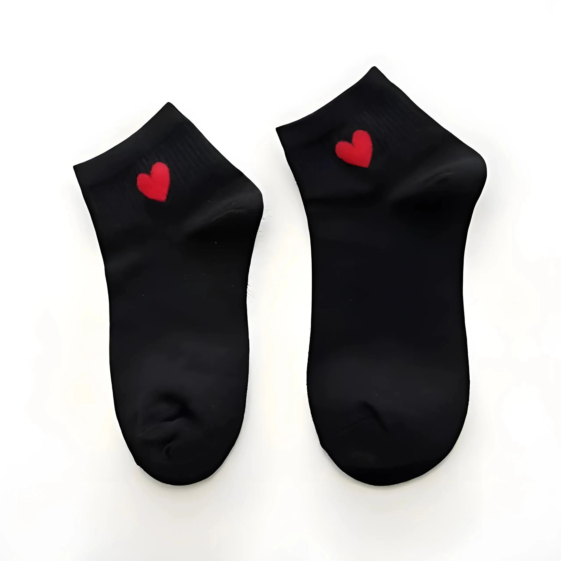 Black Ankle Socks with Decorative Heart