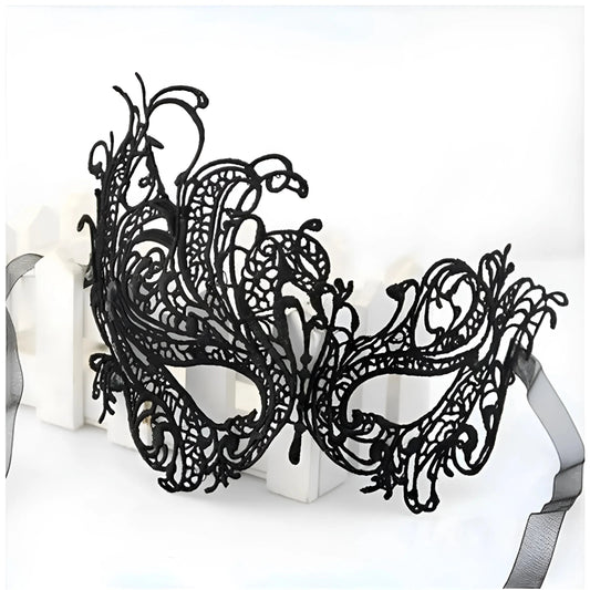 Black Asymmetrical Lace Mask