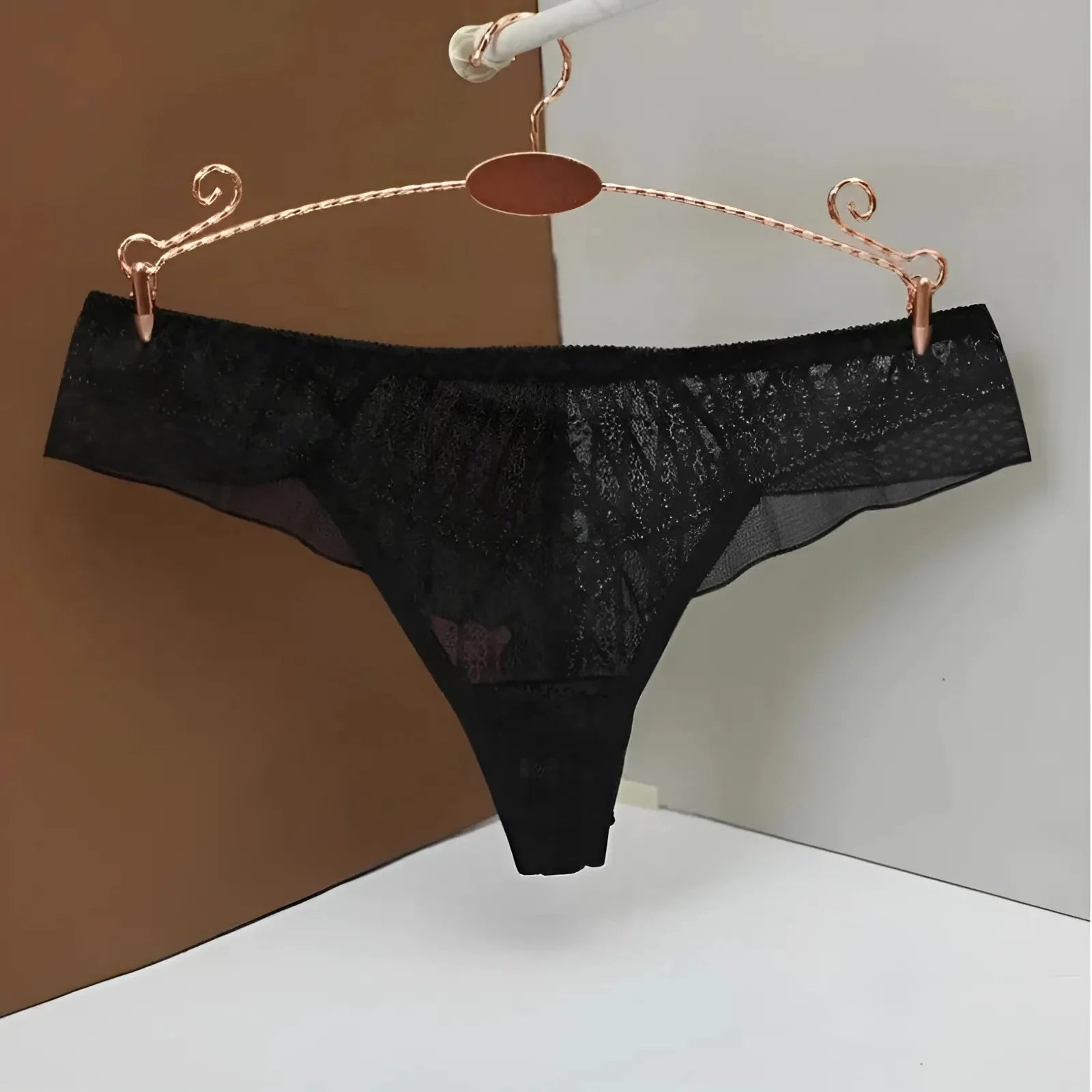 Black Brazilian Knickers with Sheer Mesh Detail