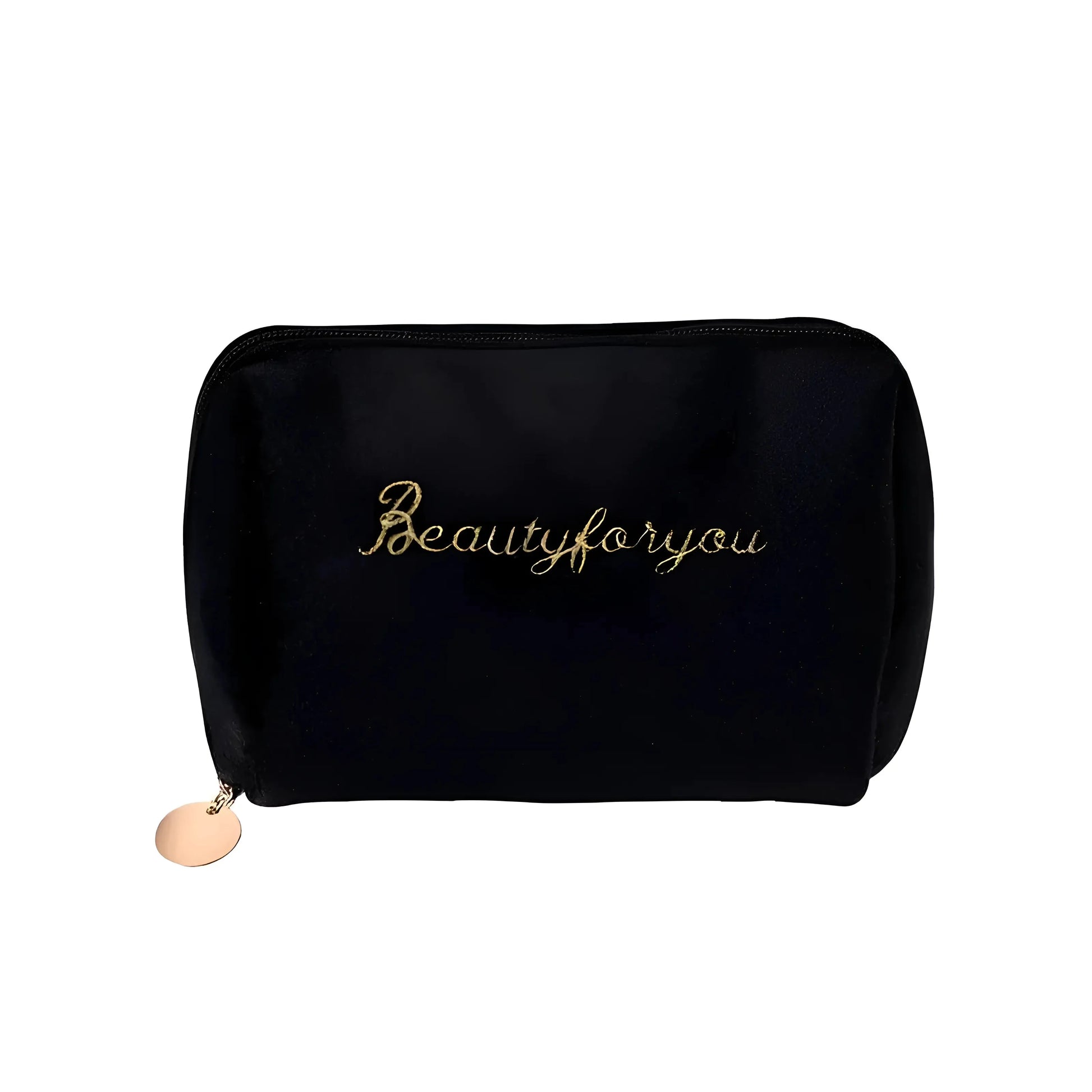 Black Compact Zip-Up Cosmetic Bag
