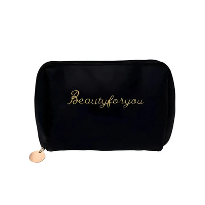 Black Compact Zip-Up Cosmetic Bag