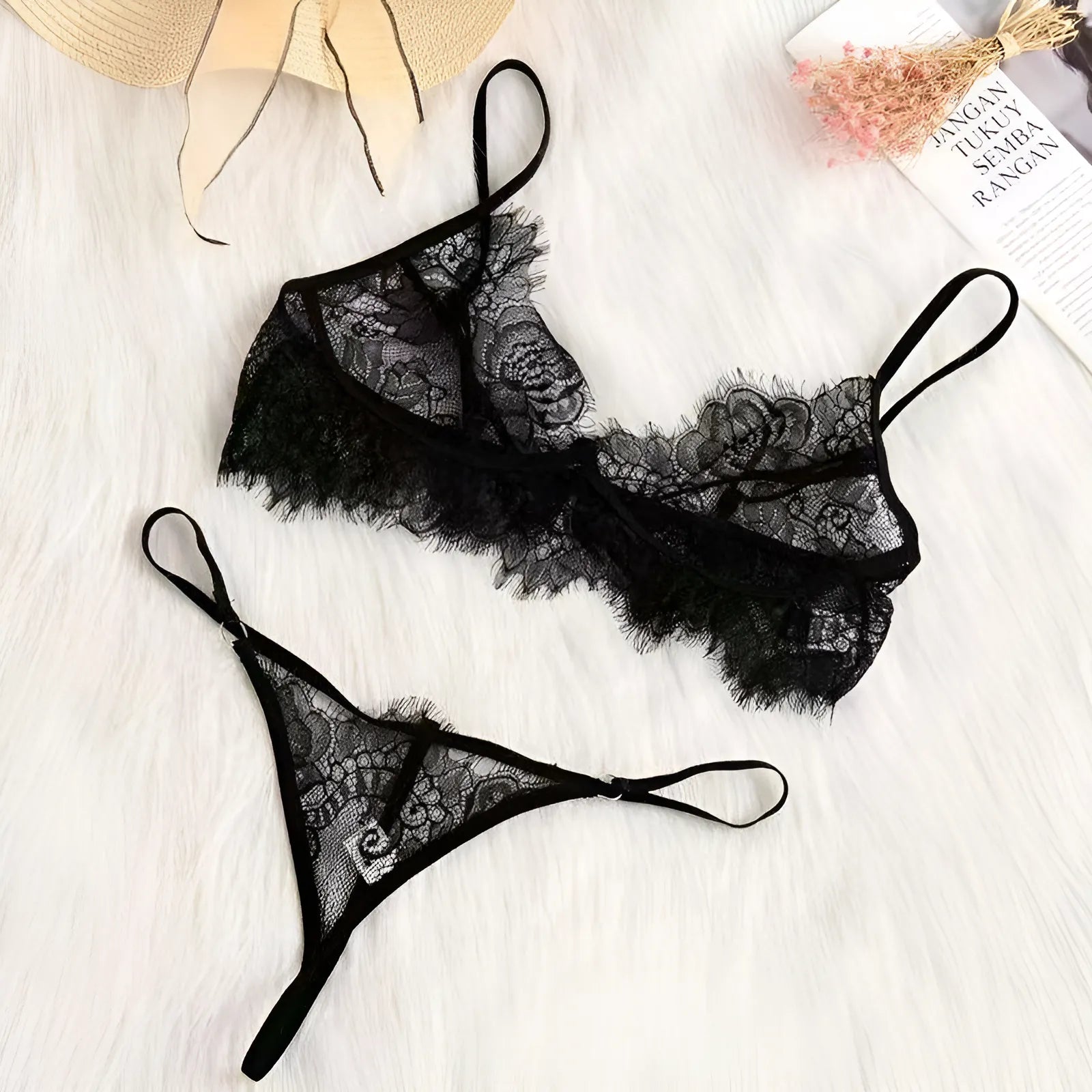 Black Delicate Lace Lingerie Set