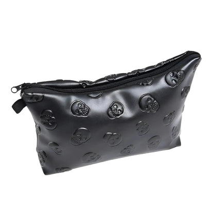 Black Embossed Pattern Cosmetic Bag