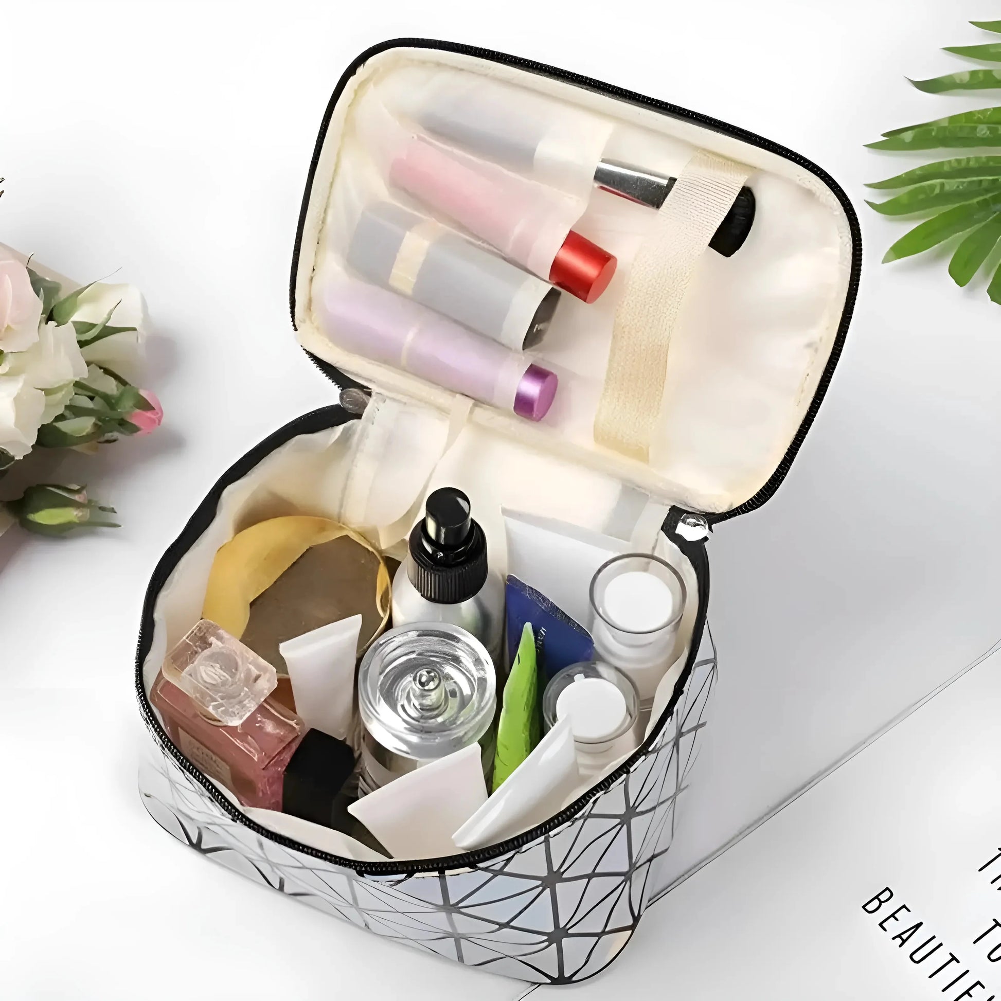 Black Holographic Zip Cosmetic Bag