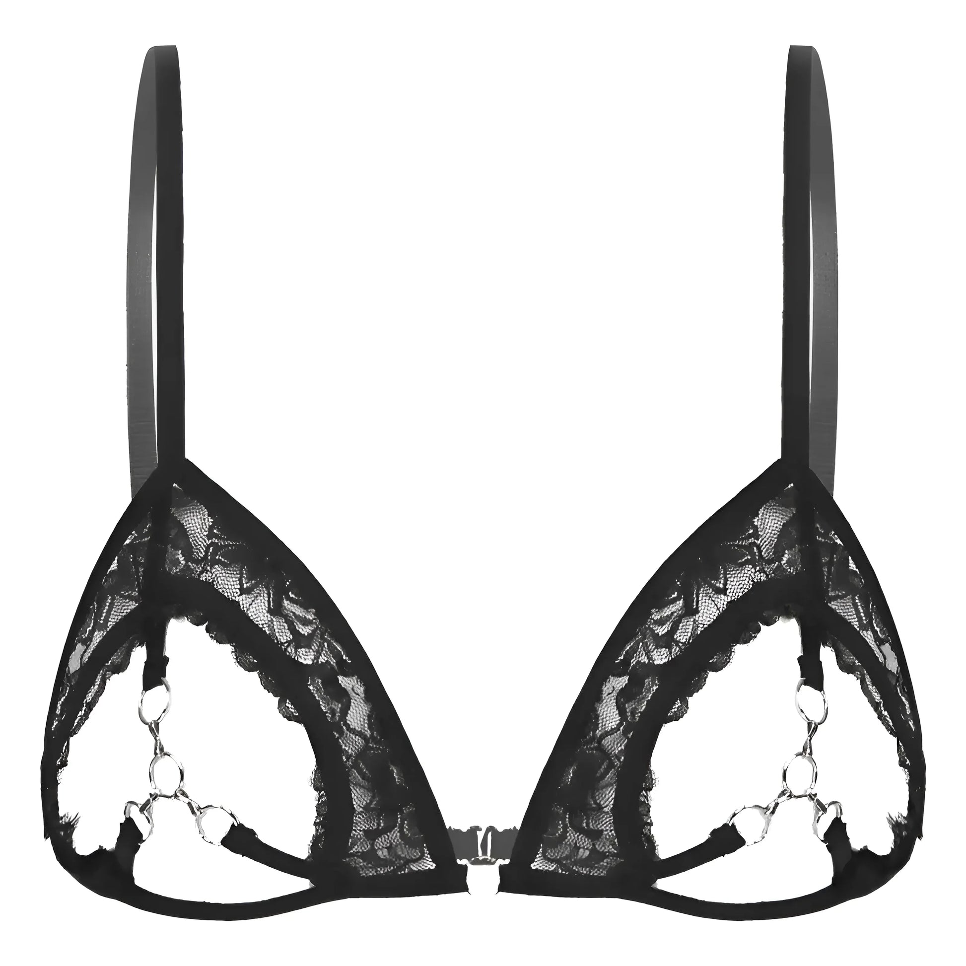 Black Lace Bra with Cut-Out Detail