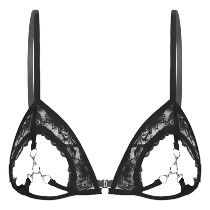 Black Lace Bra with Cut-Out Detail