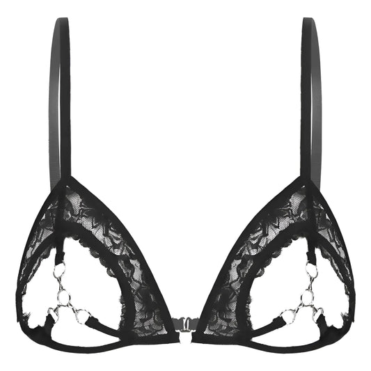 Black Lace Bra with Cut-Out Detail