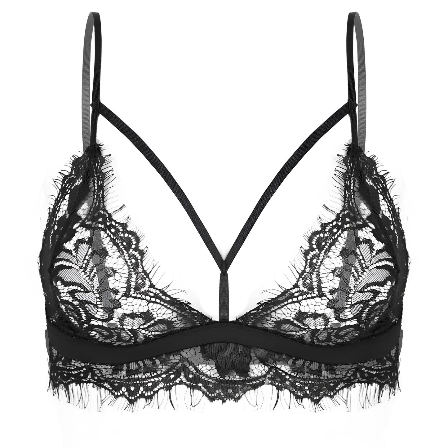 Black Lace Bra with Straps