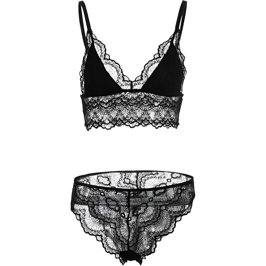 Black Lace Lingerie Set with Bralette
