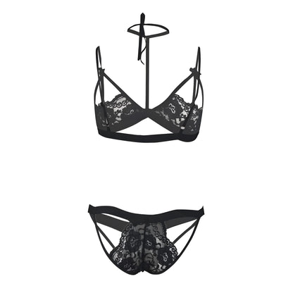 Black Lace Lingerie Set with Choker