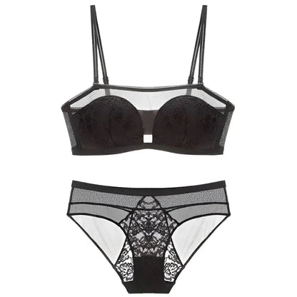 Black Lace Lingerie Set with Full Coverage Bra