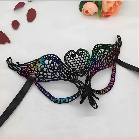 Black Lace Mask with Heart Design