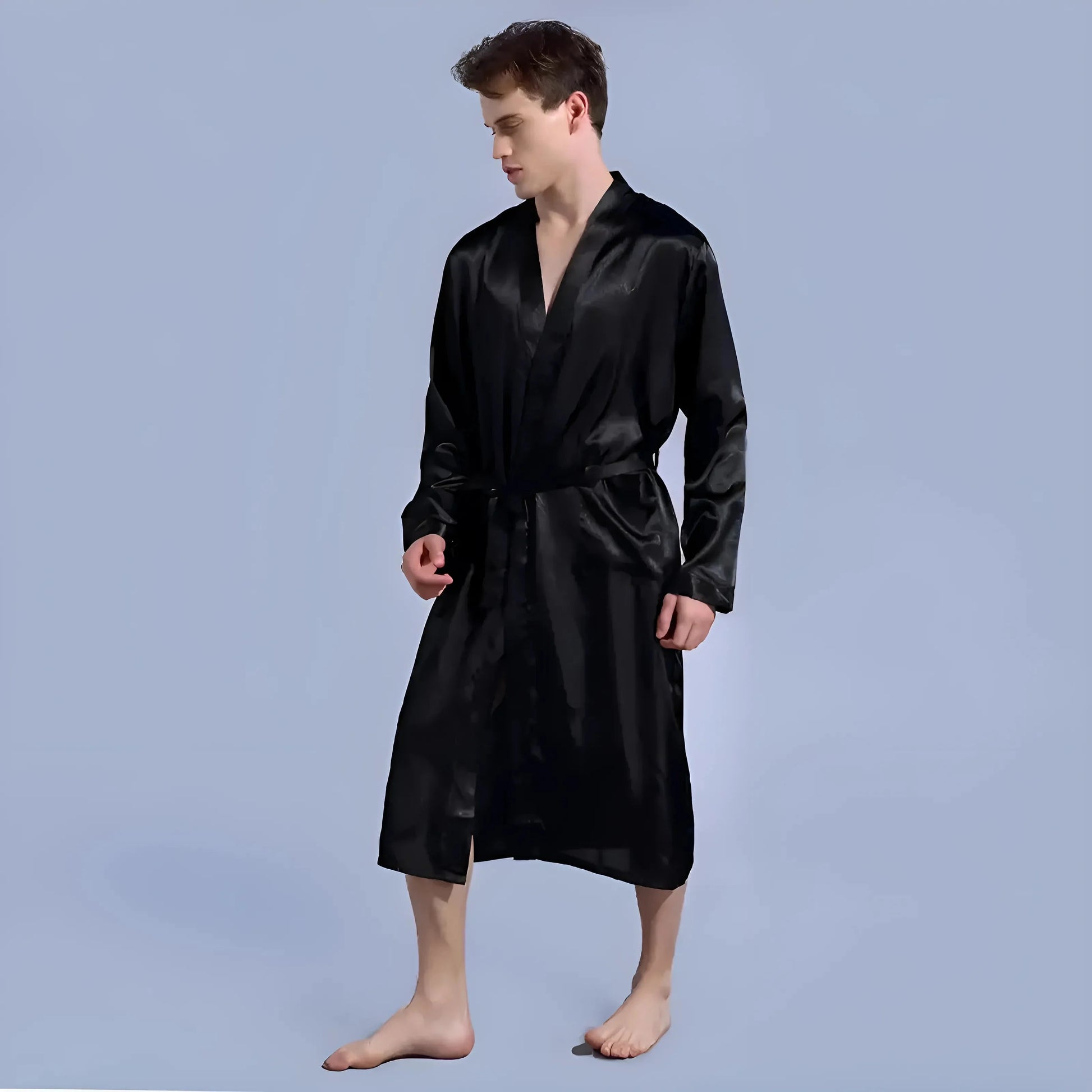 Black Men's Satin Robe