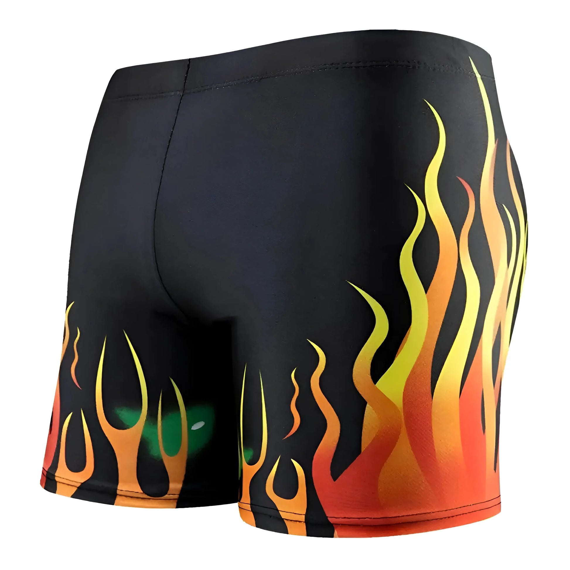 Black Men's Swim Shorts with Flame Design