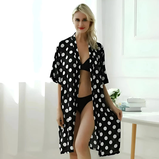 Black Polka Dot Dressing Gown