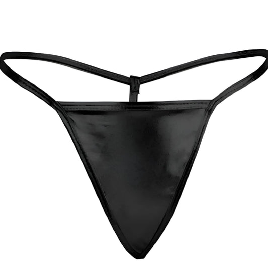 Black Satin String Thongs