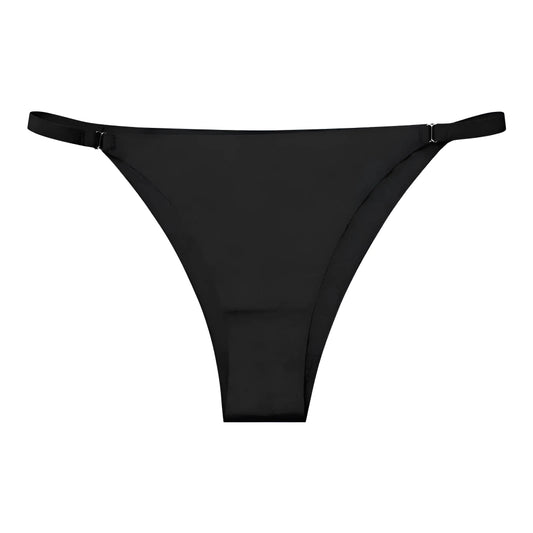 Black Seamless Thong Underwear with Thin Straps