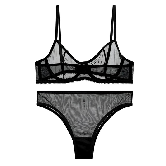 Black Set of lingerie made from fine mesh