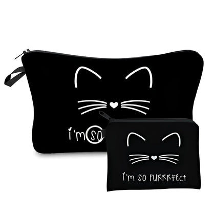 Black Set of Two Zip Cosmetic Bags