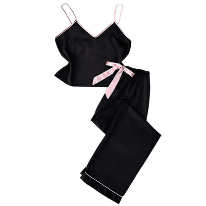 Black Silk Women's Pyjama Set