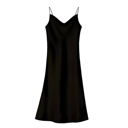 Black Smooth Nightdress with Split