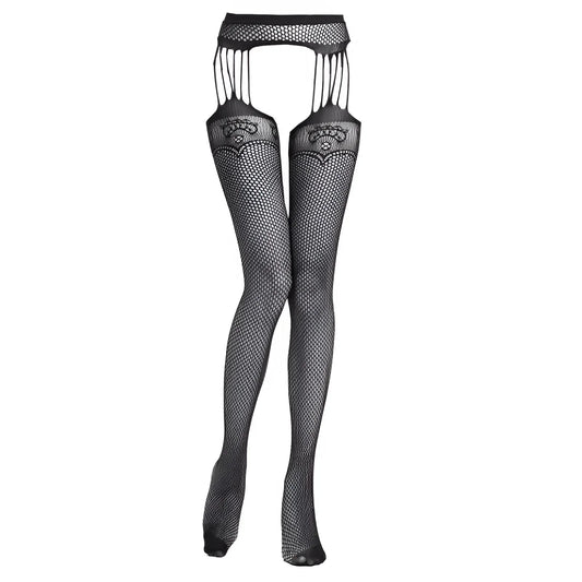 Black Stockings with Suspender Belt and Decorative Straps