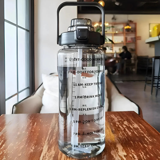 Black Transparent Motivational Water Bottle