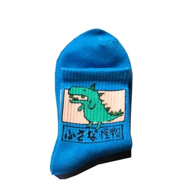 Blau Damensocken mit einem Dinosaurier