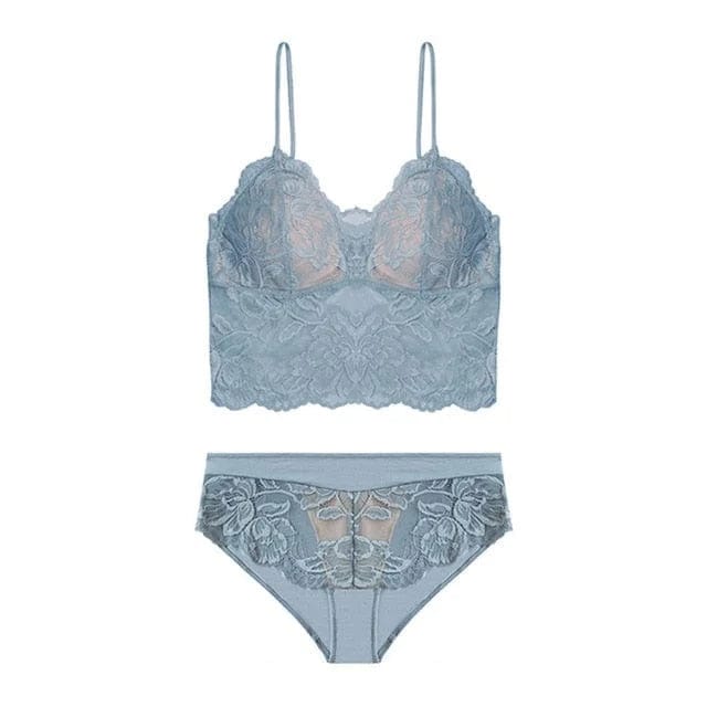 Blau Dessous-Set aus Spitze mit Bralette