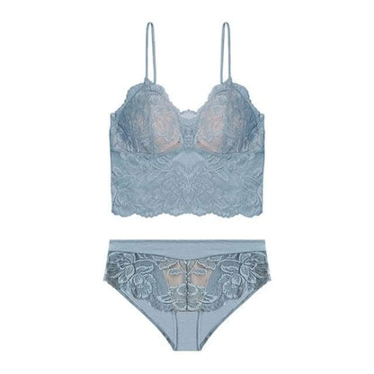 Blau Dessous-Set aus Spitze mit Bralette