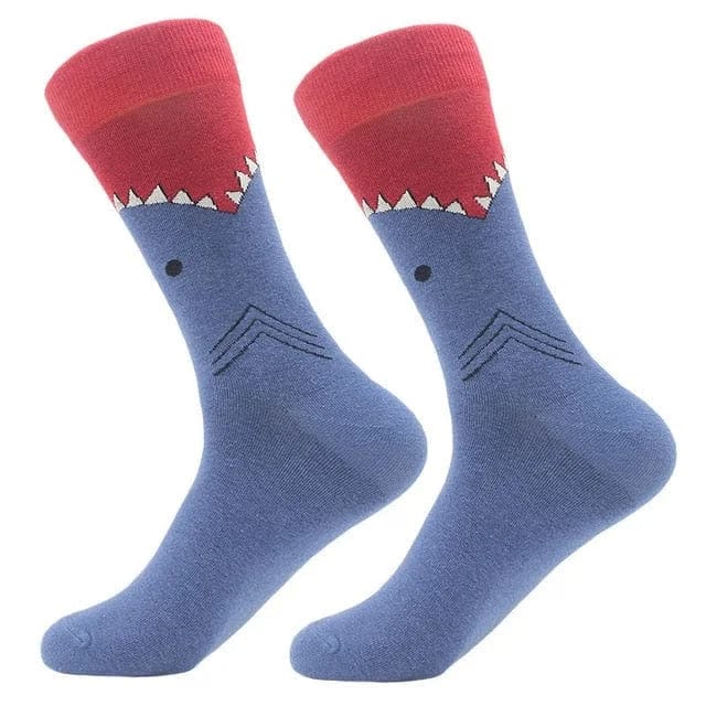 Blau Herrensocken mit bunten Mustern