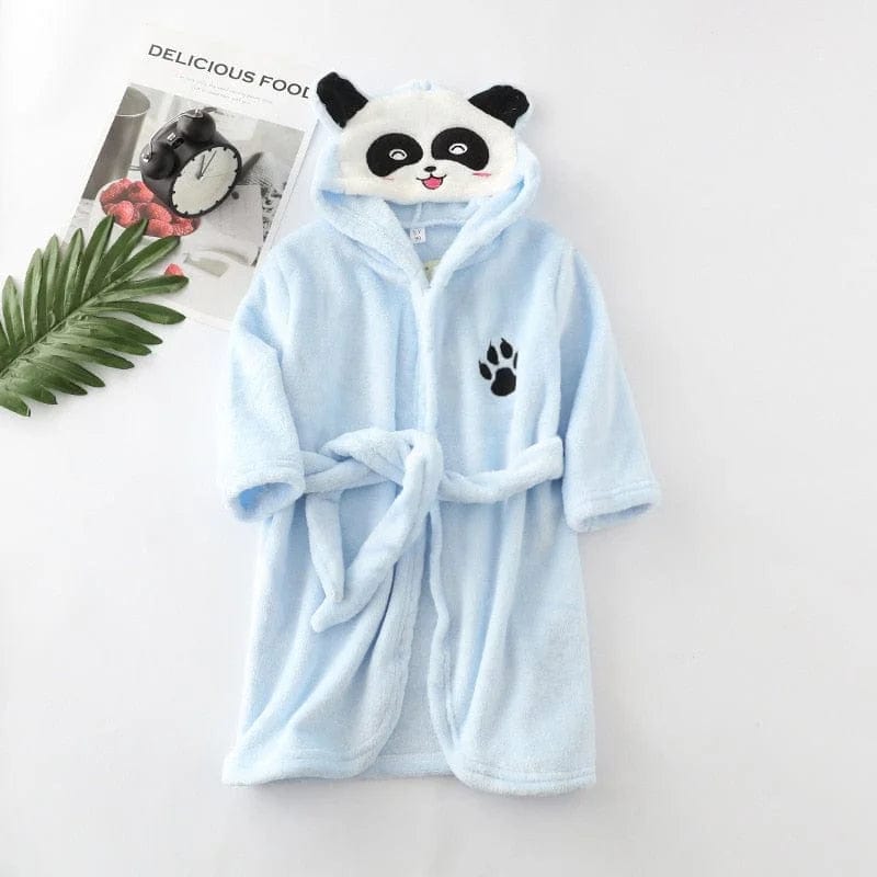 Blau Kinderbademantel mit Panda-Motiv