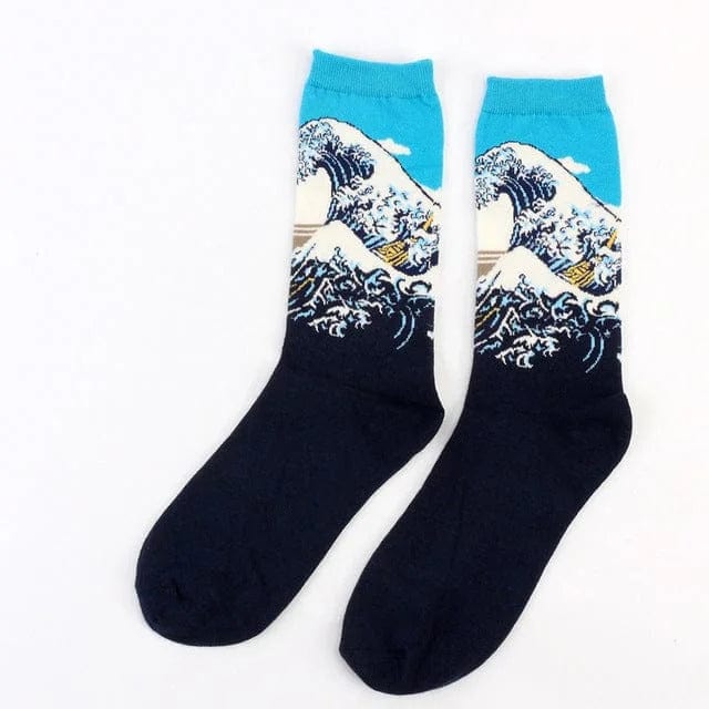 Blau Lange Socken mit Bildmotiv