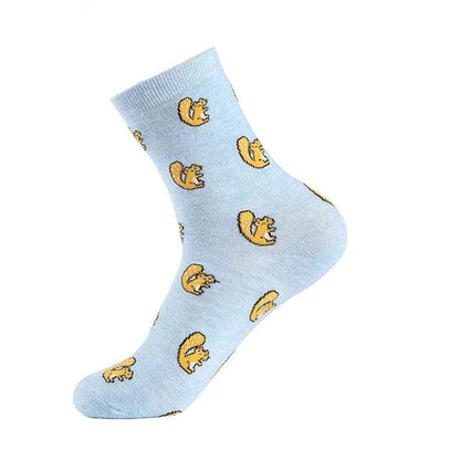 Blau Lange Socken mit bunten Drucken