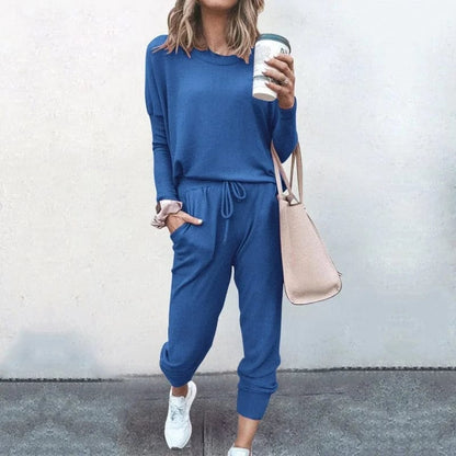 Blau Lockeres Sweatshirt-Set